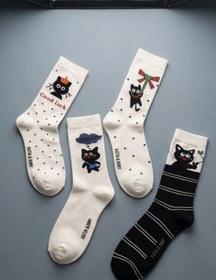 Resim Katia&Bony 4'lü Paket Kedi Desenli Kız Çocuk Soket Çorap 