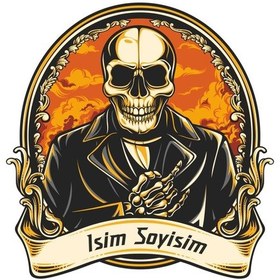 Resim Kişiye Özel Kuru Kafa Kurukafa Isimlik Sticker 01033 