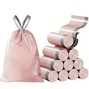 Resim 50/100/150 adet/paket, Ağır Hizmet Tipi 15.14 L Küçük Çekme İpi Plastik Çöp Torbaları - Katlanabilir, Sızdırmaz, Banyo, Tuvalet, Yatak Odası, Ofis ve Tuvalet Çöp Kutuları için Kolay Bağlama - Yerden Tasarruf Sağlar 