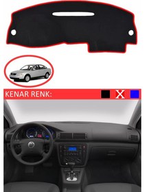 Resim Torpido Koruma Halısı Siyah Kenar Renk Kırmızı Volkswagen Passat B5 1995-2005 İle Uyumlu 