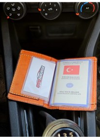 Resim Otohousse Hakiki Deri Ruhsatlık Erkek Kadın Cüzdan Turuncu 