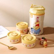 Resim Disney Mickey & Winnie the Pooh Serisi 3'lü Yalıtımlı Öğle Yemeği Kutusu Seti, Termal Çantalı - Şeffaf Sevimli Baskılı Paslanmaz Çelik Gıda Kabı, Piknik ve Geziler İçin Temel (2025 Yeni Model) 