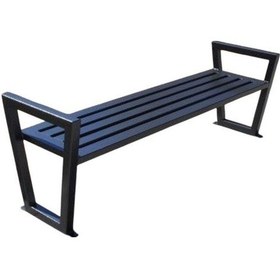 Resim Kolçaklı Metal Oturma Bankı Sağlam Park Bench Siyah 