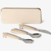 Resim Citron Çantalı Silikon Saplı Paslanmaz Çelik Çatal Bıçak ve Kaşık Takımı - Beige 1286395 