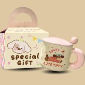 Resim Tosont Sevimli Karikatür Köpek Yavrusu Seramik Dak Yüksek Değerli Kupa Dak Kapaklı Kaşık Su Dağı Doğum Günü Hediyesi Kız Çocukları (Yurt Dışından) 