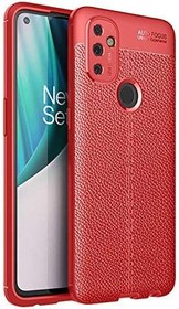 Resim Aksesuarcim One Plus Nord N100 için Kılıf Silikon Deri Görünümlü Kırmızı 