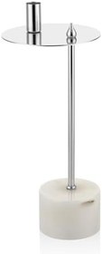 Resim Evza Mermer Disk Asimetrik Mumluk Beyaz Gümüş 9 * 15 * 36 Cm 