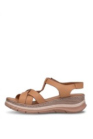 Resim Mammamia D26ys-2590 Kadın Hakiki Deri Dolgu Topuk Sandalet Taba 
