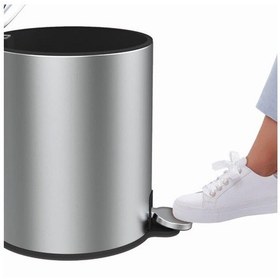 Resim Cigo Paslanmaz Çelik Pedallı Banyo Çöp Kovası - Gri - 6 Lt Çok Renkli 