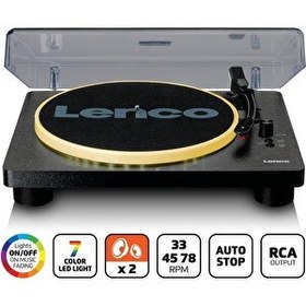 Resim Lenco LS-50 LED Siyah Hoparlörlü USB MP3e Kayıt Özellikli LED Işıklı Pikap 