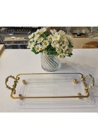 Resim Misscocohome Metal Kulplu Kristal Servis Tabağı Meze Tabağı Altın 