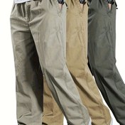 Resim 3 Parça %100 Pamuk Erkek Günlük Outdoor Pantolon - Klasik Düz Kesim Rahat Paça, Tüm Mevsimler İçin Çok Yönlü Hiking ve Kamp Giyimi (Zeytin Yeşili/Bej/Siyah), Kamp Ekipmanı, Düz Paçalı Pantolon, Normal Fit 