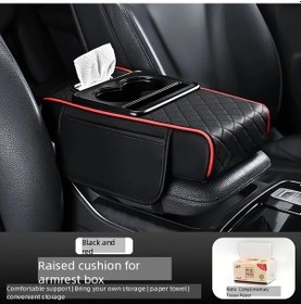 Resim Xuweiwei Siyah Kırmızı Pu Deri Konsol Pedi Bardaklık Mendillik Saklama Çantası 