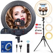 Resim TEKNETSTORE Ring Light Led Işık Halkası 18" 45 Cm Profesyonel Stüdyo Işığı Ve 210 Cm Monopod Tiktok Youtube Işık 