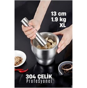 Resim Marsilyan XL 13 CM Sarımsak Ezici Sarımsak Havanı 304 Paslanmaz Çelik - MCT3435-1814 