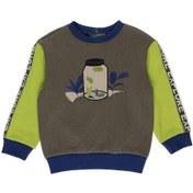 Resim Panço Erkek Bebek Kapitone Görünümlü Şerit Detaylı Sweatshirt 