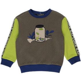 Resim Panço Erkek Bebek Kapitone Görünümlü Şerit Detaylı Sweatshirt 