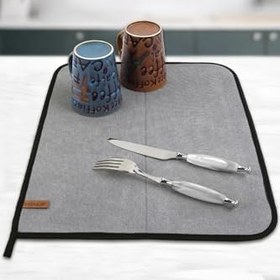 Resim Hamur Microfiber Bulasik Kurutma Mati Kurulama Bezi Kurutma Örtüsü Tezgah Üstü Gri 