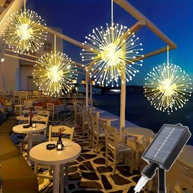 Resim 4 adet Asılı Güneş Enerjili Açık Hava Havai Fişek Işıkları, Akıllı LED Bakır Tel Havai Fişek Işık Dizisi, 240 LED Parlayan Yıldız Patlaması Küre Işıklar, Sıcak Beyaz / Çok Renkli, 8 Mod ayarlanabilir flaş, akıllı ışık kaynağı algılama, Veranda, Şemsiye, Çatı, Bahçe, Ağaç, Çadır, Noel Süslemeleri için 