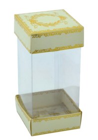 Resim Hediyelik Karton Kapak Krem Gold Varaklı Asetat Kutu 8x8x16.5cm 