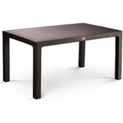 Resim Camsız Kahve 90x150 Cm Rattan Bahçe Balkon Masası Kahverengi 