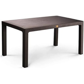 Resim Camsız Kahve 90x150 Cm Rattan Bahçe Balkon Masası Kahverengi 