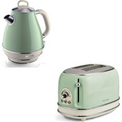 Resim Vintage Kettle ve Ekmek Kızartma Makinesi Yeşil 