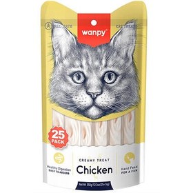 Resim Wanpy Creamy Treat Tavuklu Likit Creamy Kedi Ödülü 25Li Paket (25 x 14 Gr) 