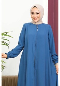 Resim Medine İpeği Mevlana Ferace - İndigo / F0123 İndigo Mavisi Mavi 
