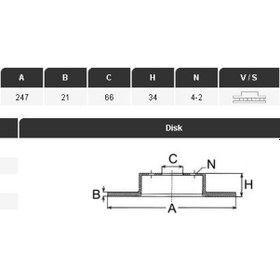 Resim YAVUZSAN 28049 Fren Diski P106 91-02P206 98-P306 93-01P205Xsarasaxo 96-Ax 91-Zx 91-(247,5×20,4×4Dl)Ön Hav.Ad 