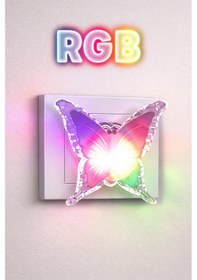 Resim Rgb Gece Lambası Kelebek Tip Koridor Hol Işığı Uyuma Işığı Renkli Işık Beyaz Gc15 Beyaz 