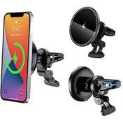 Resim Asfal Kablosuz Şarj Özellikli 15w Magsafe Wireless Araç Telefon Tutucu Iphone 14 13 12 Pro Max Mini Uyumlu 