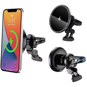 Resim Asfal Kablosuz Şarj Özellikli 15w Magsafe Wireless Araç Telefon Tutucu Iphone 14 13 12 Pro Max Mini Uyumlu 