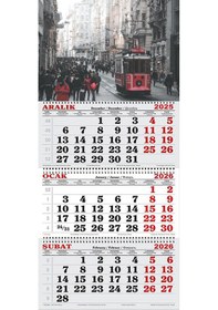 Resim 2026 Yılı Gemici Takvimi-beyoğlu'nda Kırmızı Tramway 