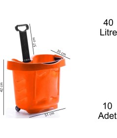 Resim Marketix Tekerlekli Plastik Market Alışveriş El Sepeti 40 Litre Turuncu 10 Adet 