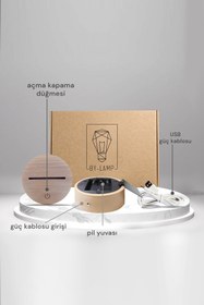 Resim DEKORANLA Renkli Sünger Bob Figürlü LED Masa Lambası, Ahşap Taban, 7 Renk Işık 