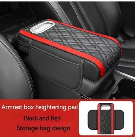 Resim Dashanshop Siyah Kırmızı Araç Kol Dayama Yükseklik Pedi Yan Cepli Multifonksiyonel Konsol Kapağı 
