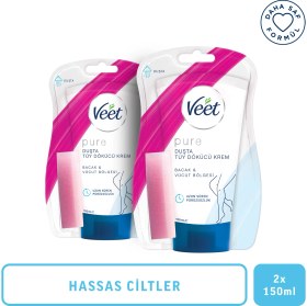 Resim Veet Pure 150ML Duşta Tüy Dökücü Krem Hassas Ciltler Uzun Süreli Pürüzsüzlük İçin X2 