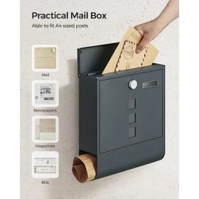 Resim Posta Kutusu, Mektup Kutusu, Bakır Silindirli Kilit, Döner Kapaklı Pencere, Isim Etiketi, Gazete Bölmesi, Kolay Montaj, 10 x 30,8 x 33,8 Cm,, GMB20AG 