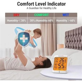 Resim Genel Markalar TP53 Dijital Termometre Higrometre İç Mekan Sıcaklık ve Nem Ölçer Dokunmatik Aydınlatmalı 