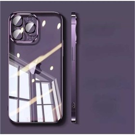 Resim Sphone Iphone 14 Pro Kılıf Deep Purple Lens Mercek Üstü Cam Kaplı Koruma Arkası Şeffaf Sert Mika Kapak 