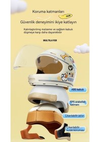 Resim Gebibd Çocuk Kaskı Karikatür Tam Yüz Kask Tek Boynuzlu At Deseni Pembe, Güvenli Ve Şık Pembe 