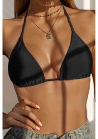 Resim Angelsin Siyah Boyundan Bağlamalı Üçgen Bikini Üstü Siyah 001 