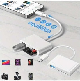 Resim Novahub Usb-c'den Sd/tf Kart Okuyucu, 3-in-1, İphone Uyumlu, 15w Beyaz 3in1 Hafıza Kart Adaptörü 