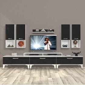 Resim Decoraktiv Ekoflex 8da Mdf Silver Tv Ünitesi Tv Sehpası - Beyaz - Siyah 