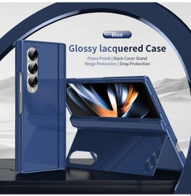 Resim Gaojunshop01 Galaxy Uyumlu Z Fold 4 Mavi Mücevher Boyalı Dayanıklı Şık Kılıf 
