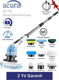 Resim Ac-100 Spinscrubber 9 Başlıklı Şarjlı Temizlik Fırçası 