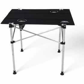 Resim Lerato TG-2024-12 Bardaklıklı Katlanabilir Kumaş Piknik Kamp Masası Siyah 