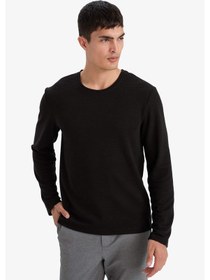 Resim Defacto Slim Fit Dar Kesim Bisiklet Yaka Sweatshirt G2605ax25aubk81 Siyah-bk81 