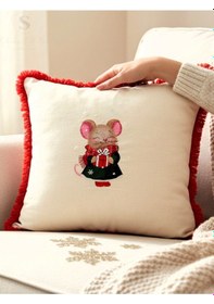 Resim Bayan Bianca Nakışlı Fırfırlı Buldan Keteni Yastık Kılıfı 43 X 43 1 Adet Dolgusuz Çok Renkli 